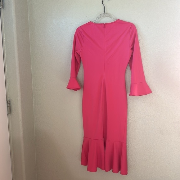 Creme de la Creme Fuchsia Trumpet Hem Bodycon Midi Dress - Picture 8 of 8
